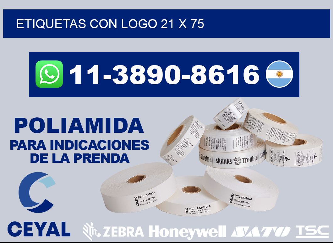 Etiquetas con logo 21 x 75