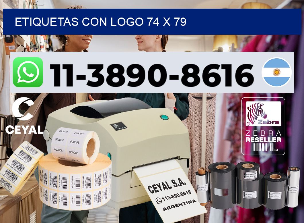 Etiquetas con logo 74 x 79