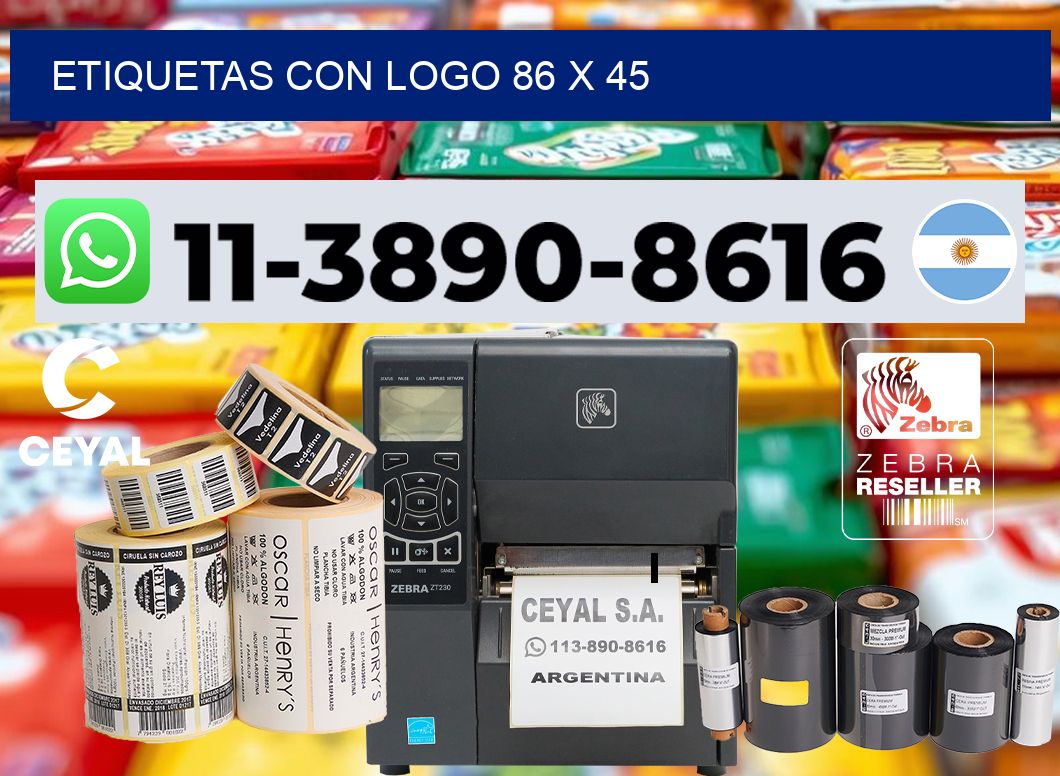 Etiquetas con logo 86 x 45