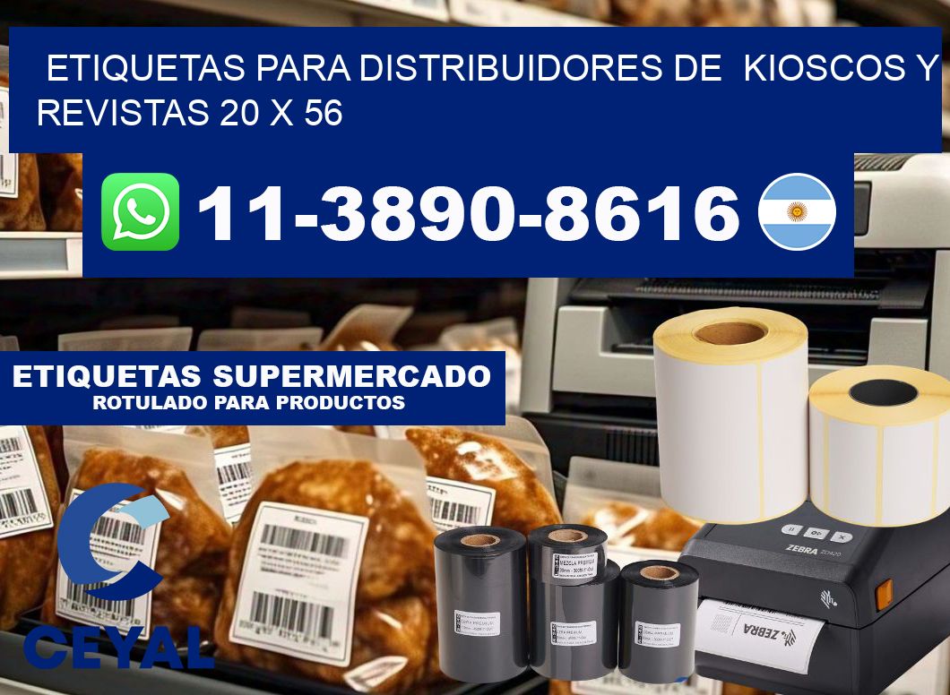Etiquetas para distribuidores de  kioscos y revistas 20 x 56