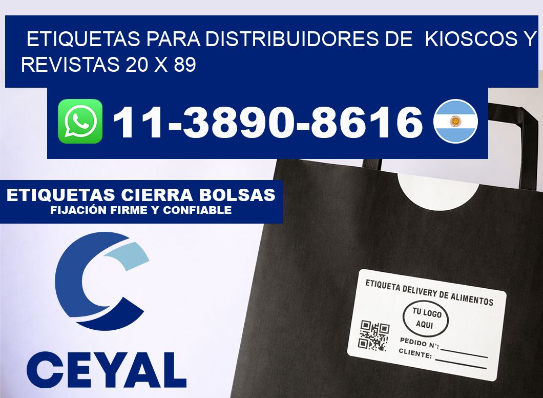 Etiquetas para distribuidores de  kioscos y revistas 20 x 89
