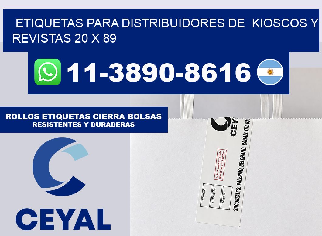 Etiquetas para distribuidores de  kioscos y revistas 20 x 89