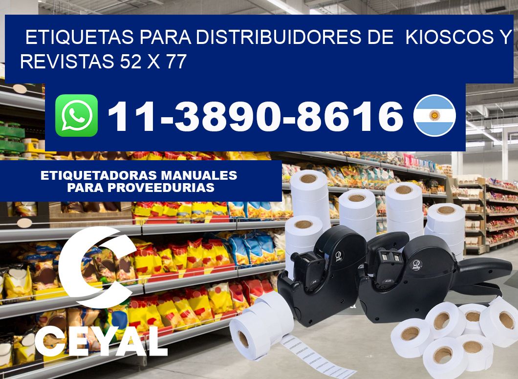 Etiquetas para distribuidores de  kioscos y revistas 52 x 77