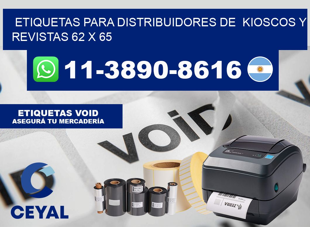 Etiquetas para distribuidores de  kioscos y revistas 62 x 65