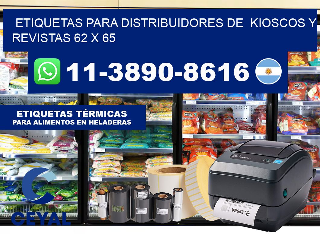 Etiquetas para distribuidores de  kioscos y revistas 62 x 65