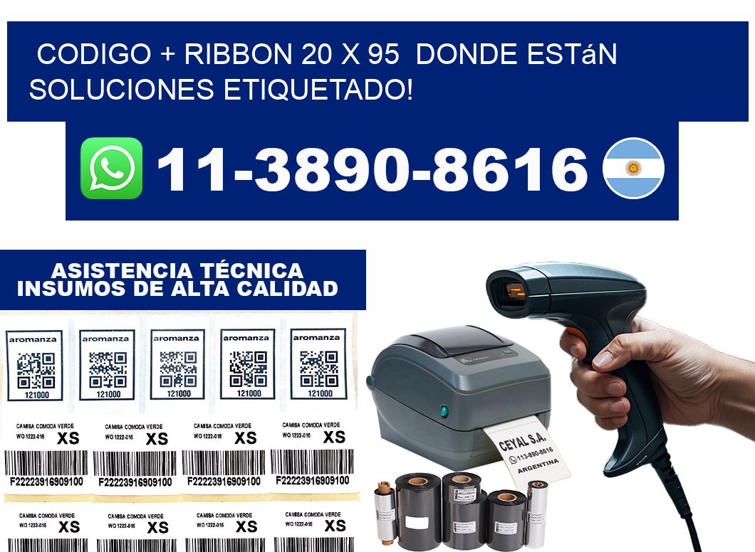 codigo + ribbon 20 x 95  donde están soluciones etiquetado!