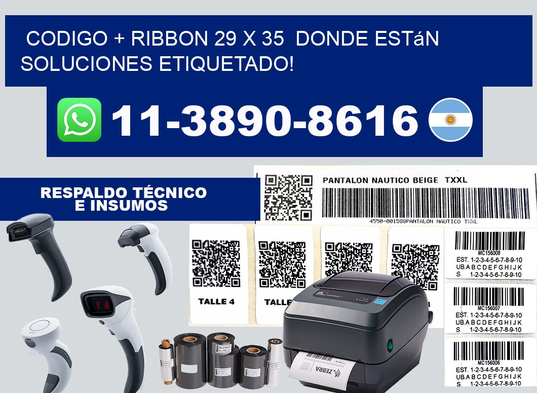 codigo + ribbon 29 x 35  donde están soluciones etiquetado!