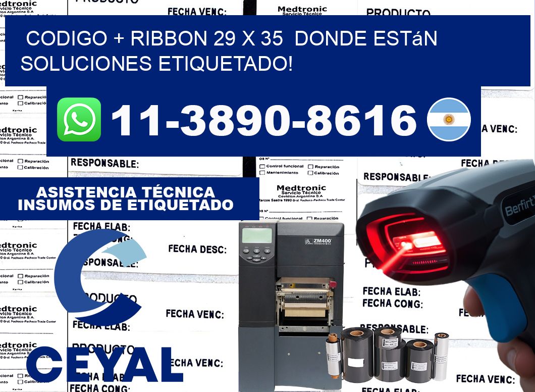 codigo + ribbon 29 x 35  donde están soluciones etiquetado!