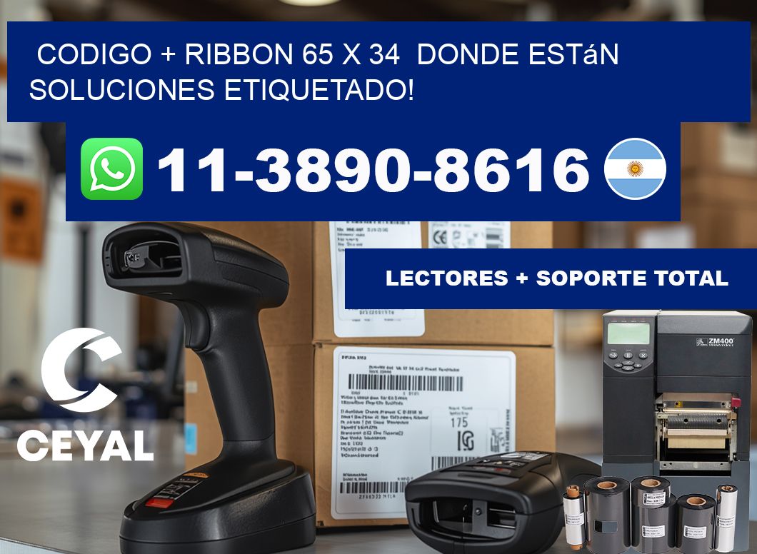 codigo + ribbon 65 x 34  donde están soluciones etiquetado!