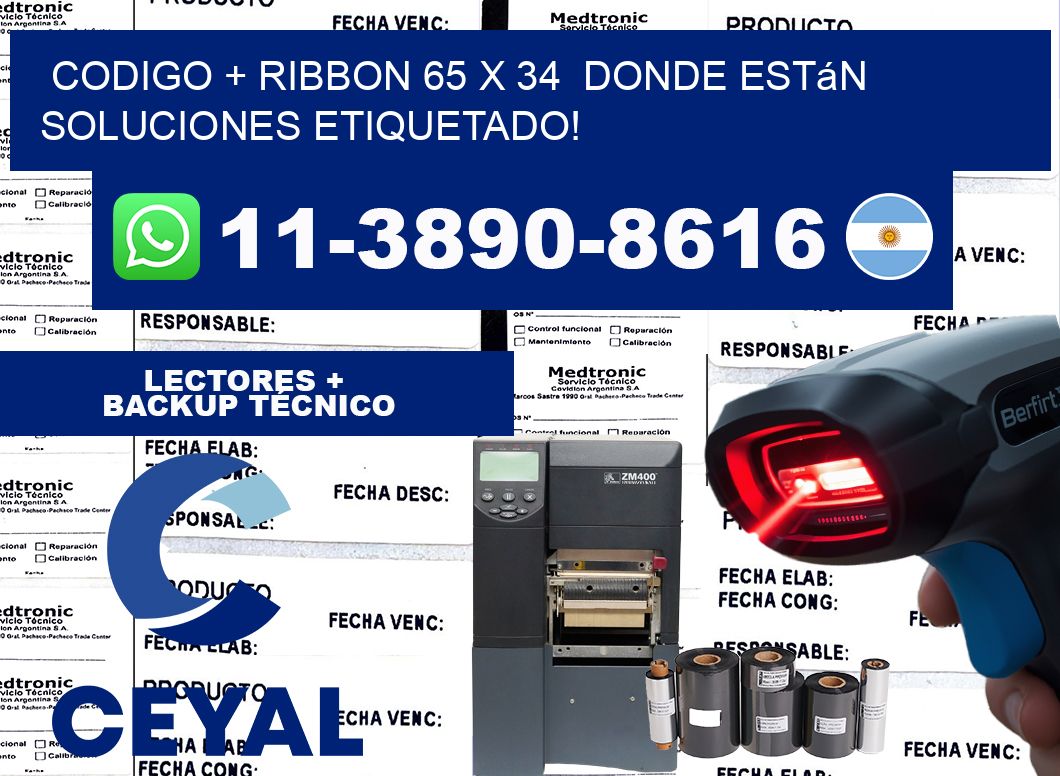 codigo + ribbon 65 x 34  donde están soluciones etiquetado!