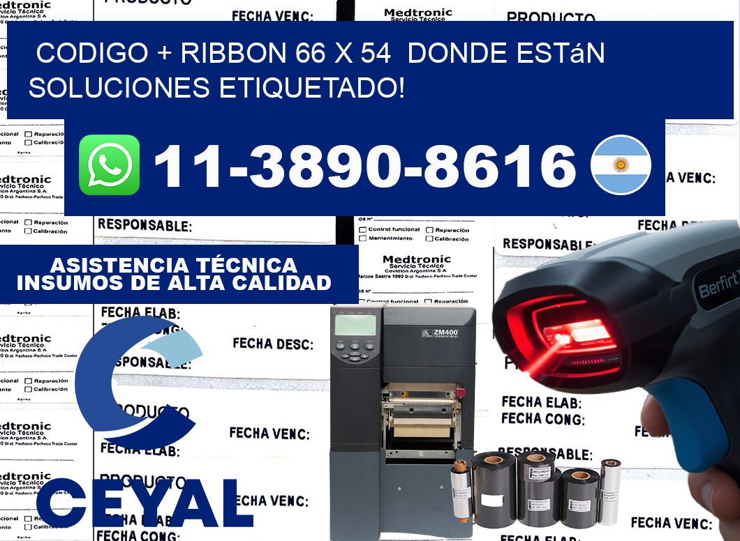 codigo + ribbon 66 x 54  donde están soluciones etiquetado!