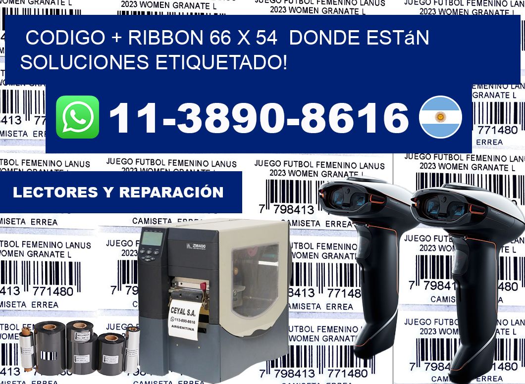 codigo + ribbon 66 x 54  donde están soluciones etiquetado!