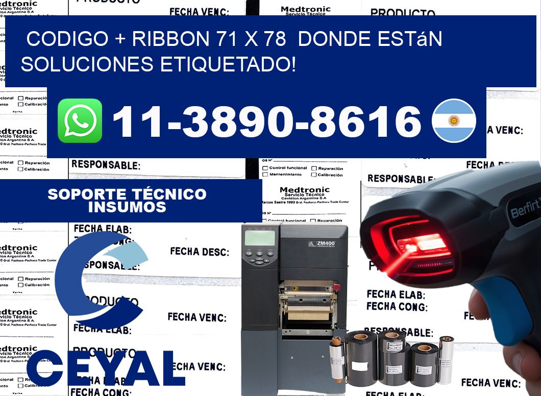 codigo + ribbon 71 x 78  donde están soluciones etiquetado!