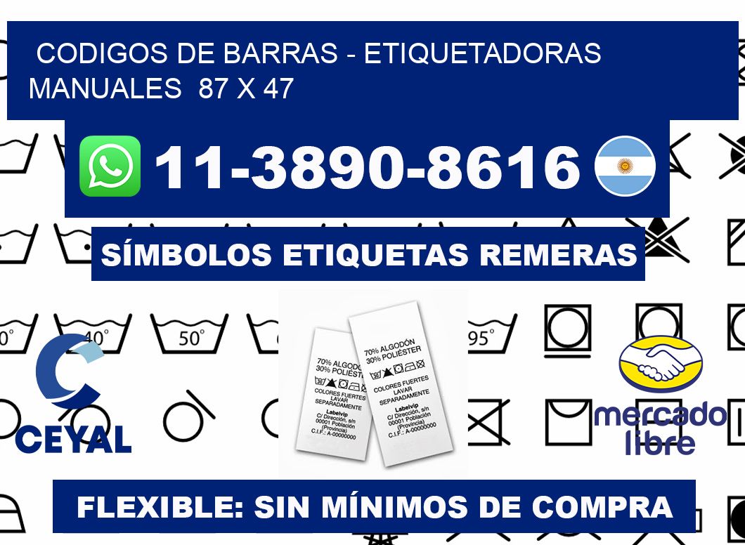 codigos de barras - Etiquetadoras Manuales  87 x 47