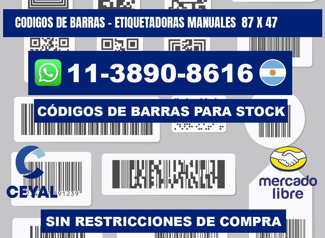 codigos de barras - Etiquetadoras Manuales  87 x 47