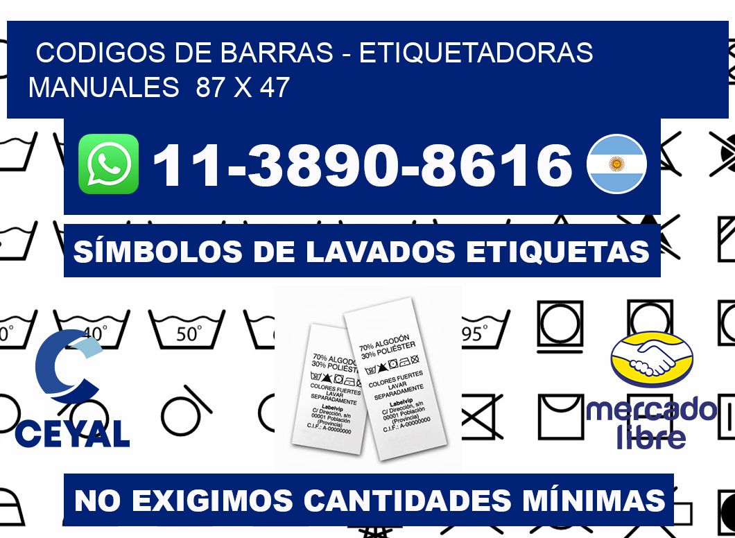 codigos de barras - Etiquetadoras Manuales  87 x 47