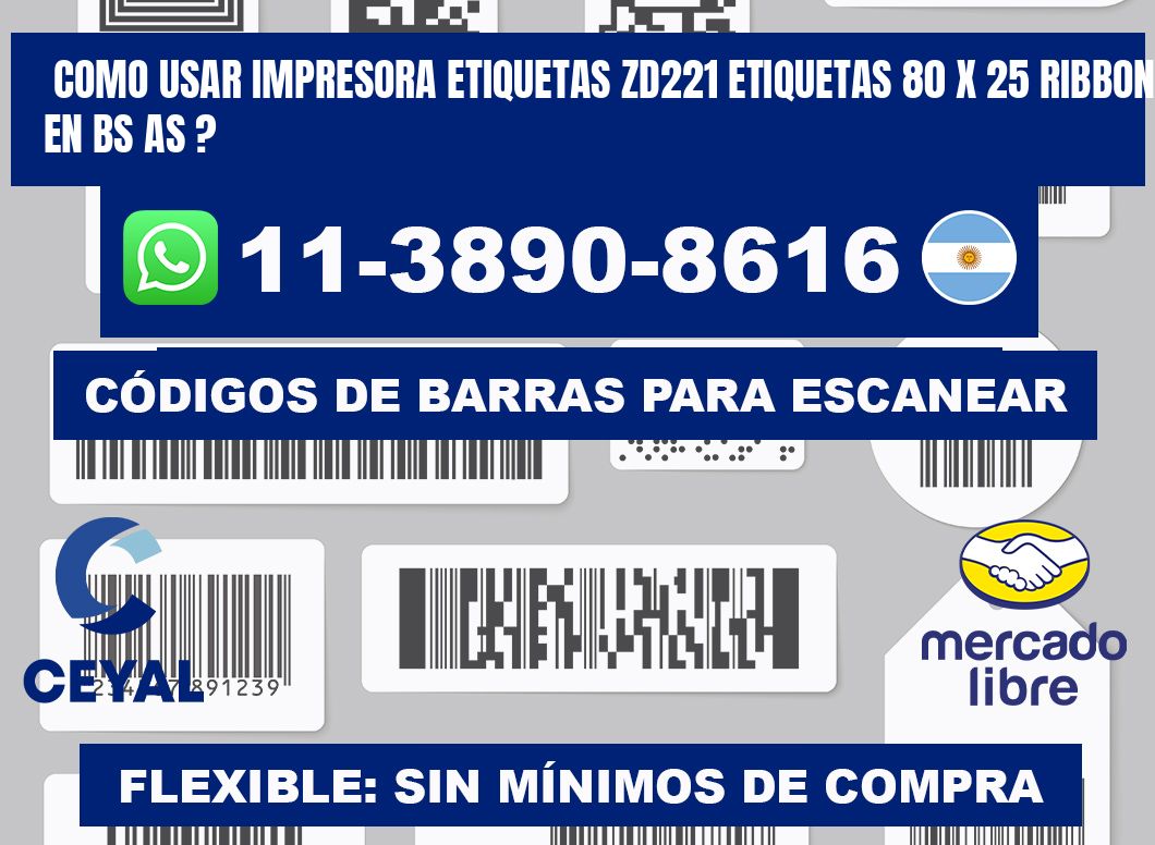 como usar impresora etiquetas zd221 etiquetas 80 x 25 ribbon en BS AS ?