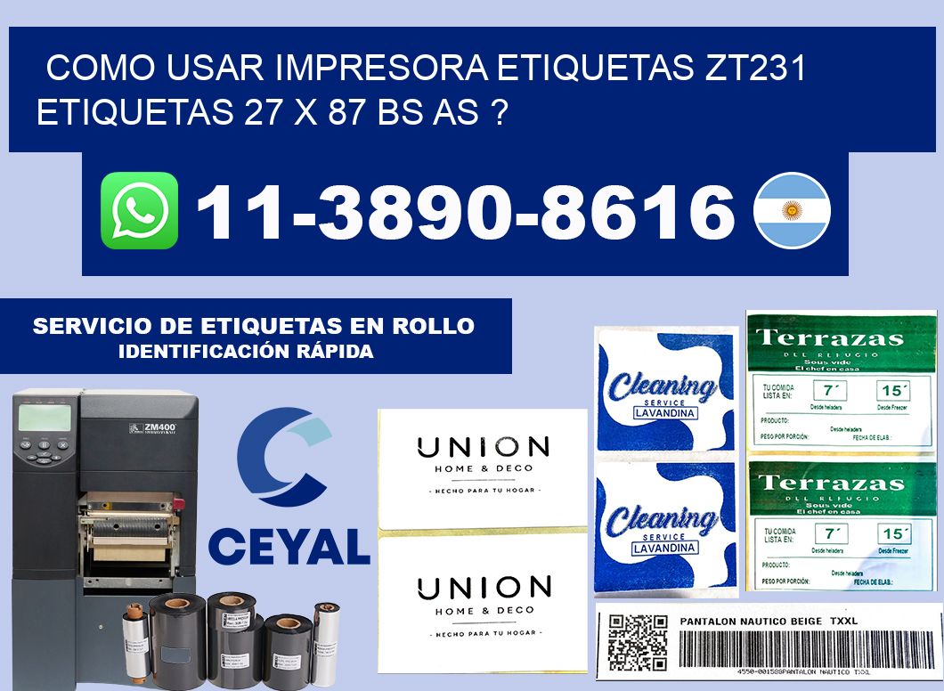 como usar impresora etiquetas zt231 etiquetas 27 x 87 BS AS ?