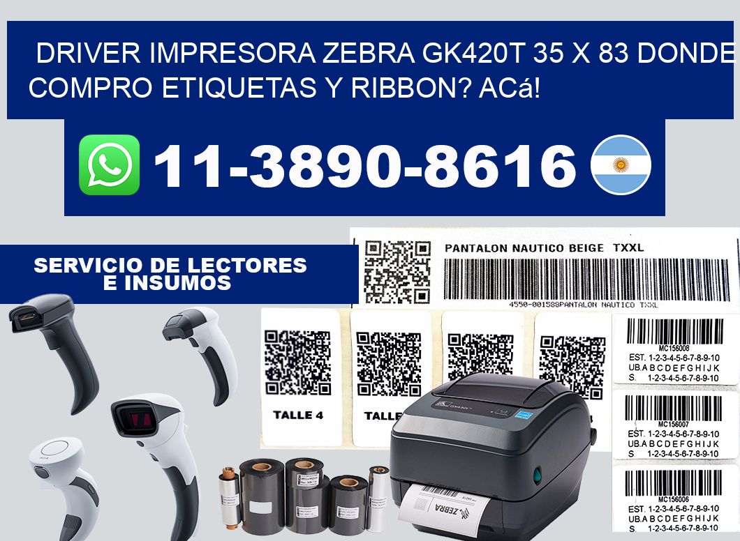 driver impresora zebra gk420t 35 x 83 Donde compro etiquetas y ribbon? Acá!