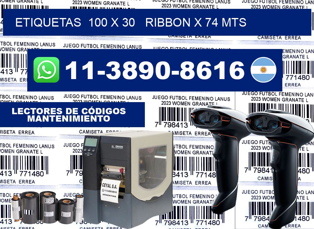 etiquetas  100 x 30   ribbon x 74 mts