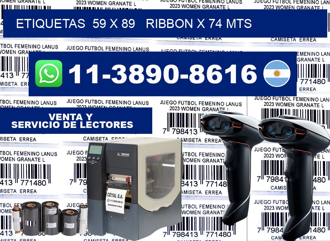 etiquetas  59 x 89   ribbon x 74 mts