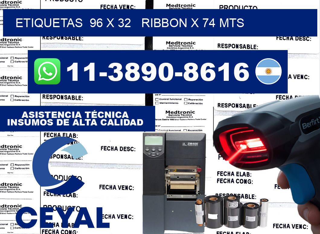 etiquetas  96 x 32   ribbon x 74 mts