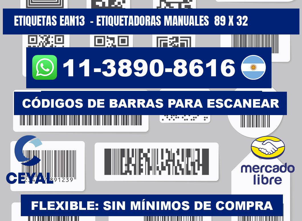 etiquetas ean13  - Etiquetadoras Manuales  89 x 32