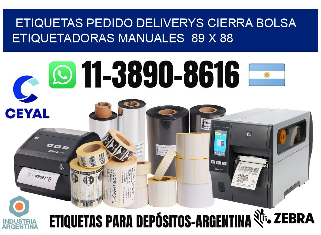 etiquetas pedido deliverys cierra bolsa  Etiquetadoras Manuales  89 x 88