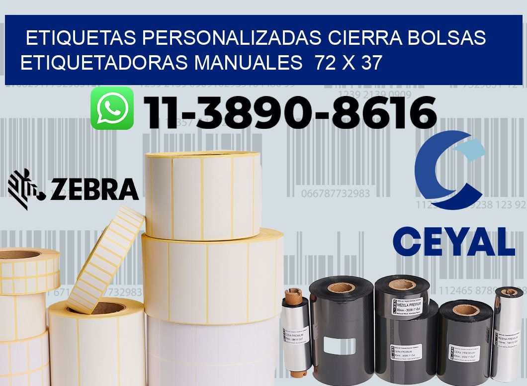etiquetas personalizadas cierra bolsas  Etiquetadoras Manuales  72 x 37