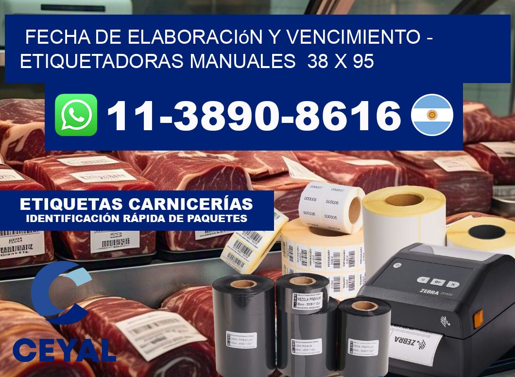 fecha de elaboración y vencimiento - Etiquetadoras Manuales 38 x 95