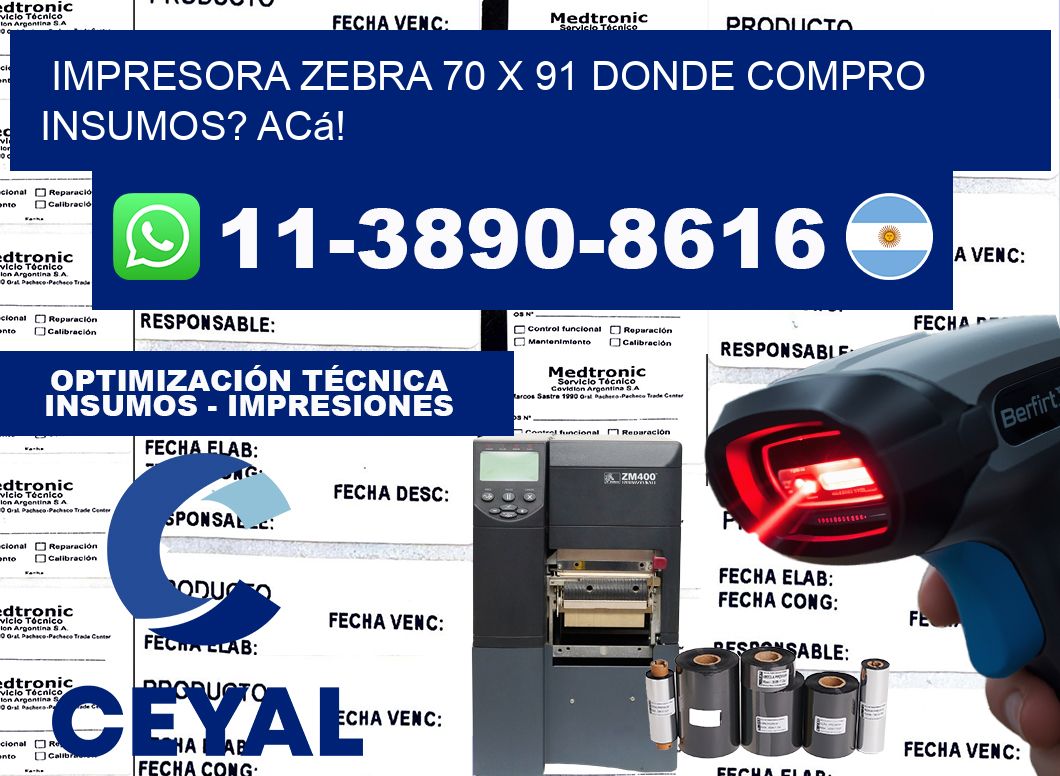 impresora zebra 70 x 91 Donde compro insumos? Acá!