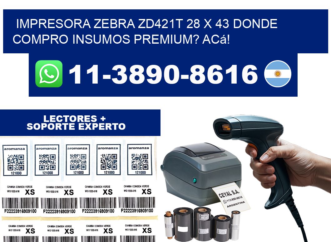 impresora zebra zd421t 28 x 43 Donde compro insumos premium? Acá!
