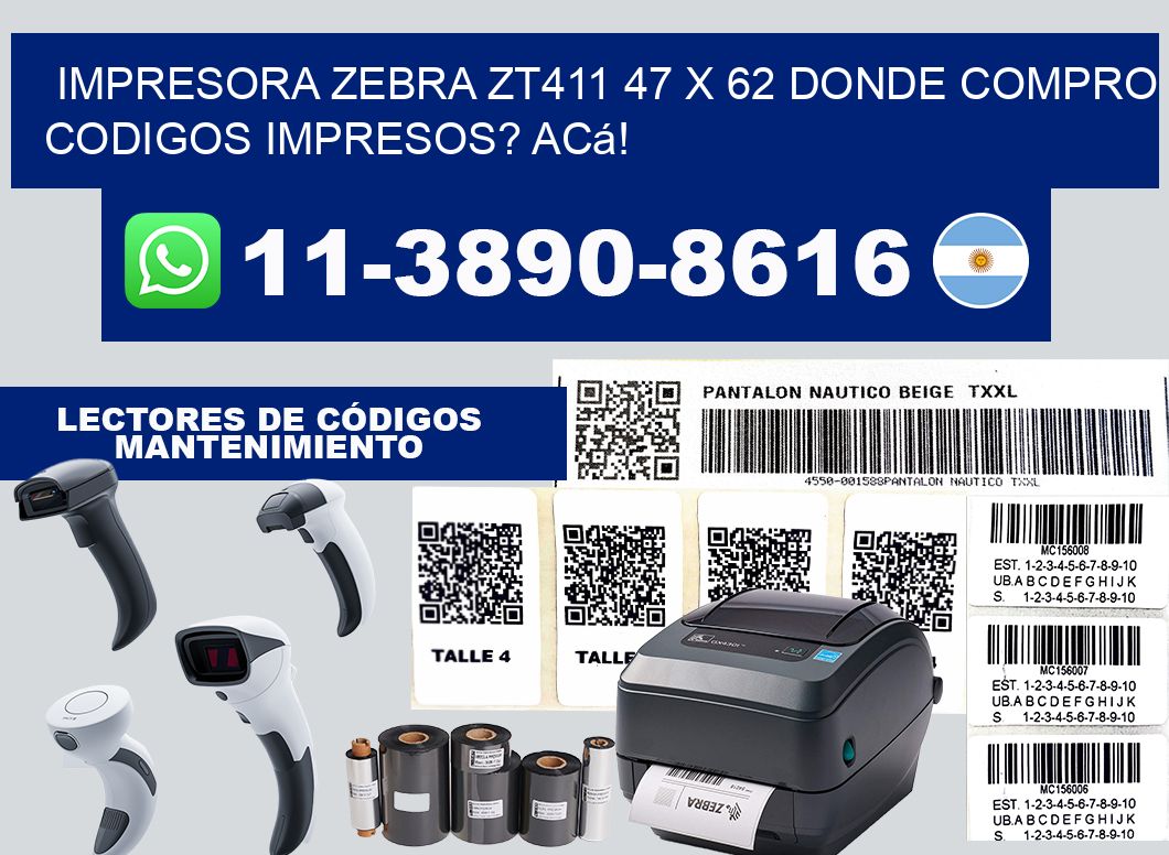 impresora zebra zt411 47 x 62 Donde compro codigos impresos? Acá!