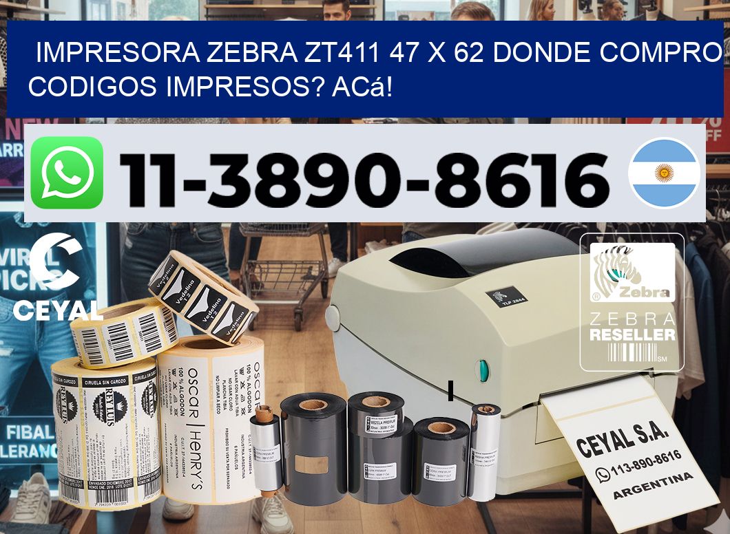impresora zebra zt411 47 x 62 Donde compro codigos impresos? Acá!