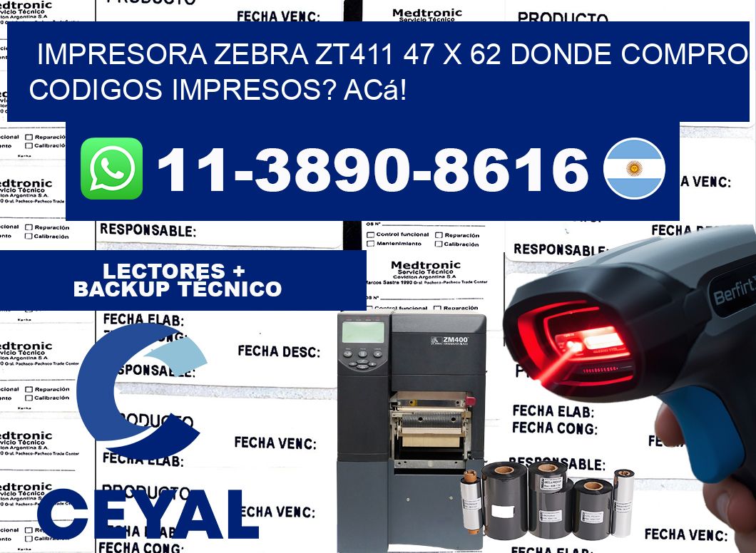 impresora zebra zt411 47 x 62 Donde compro codigos impresos? Acá!