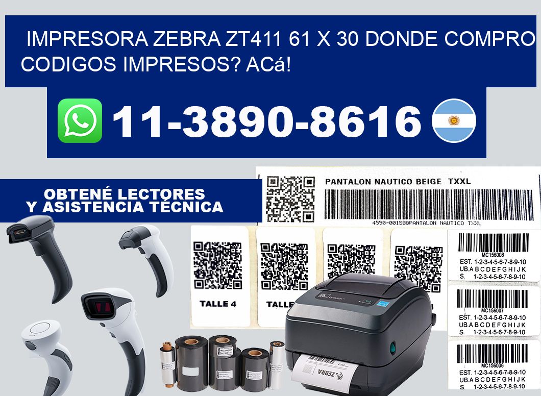 impresora zebra zt411 61 x 30 Donde compro codigos impresos? Acá!