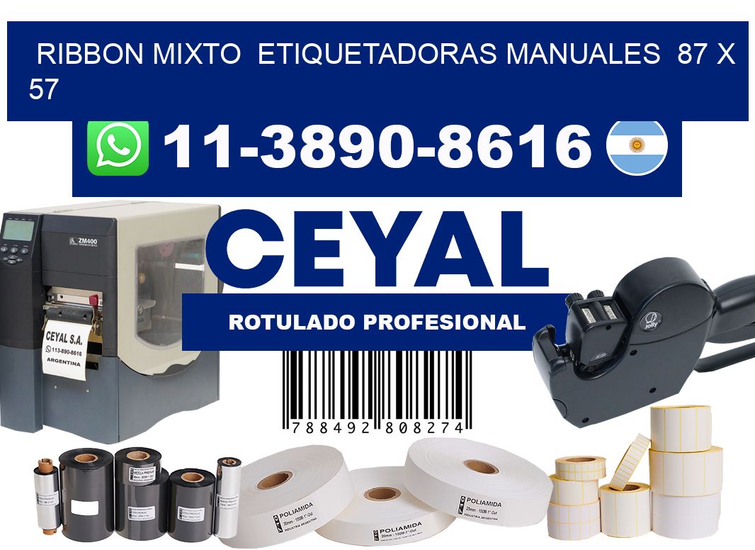 ribbon mixto  Etiquetadoras Manuales  87 x 57