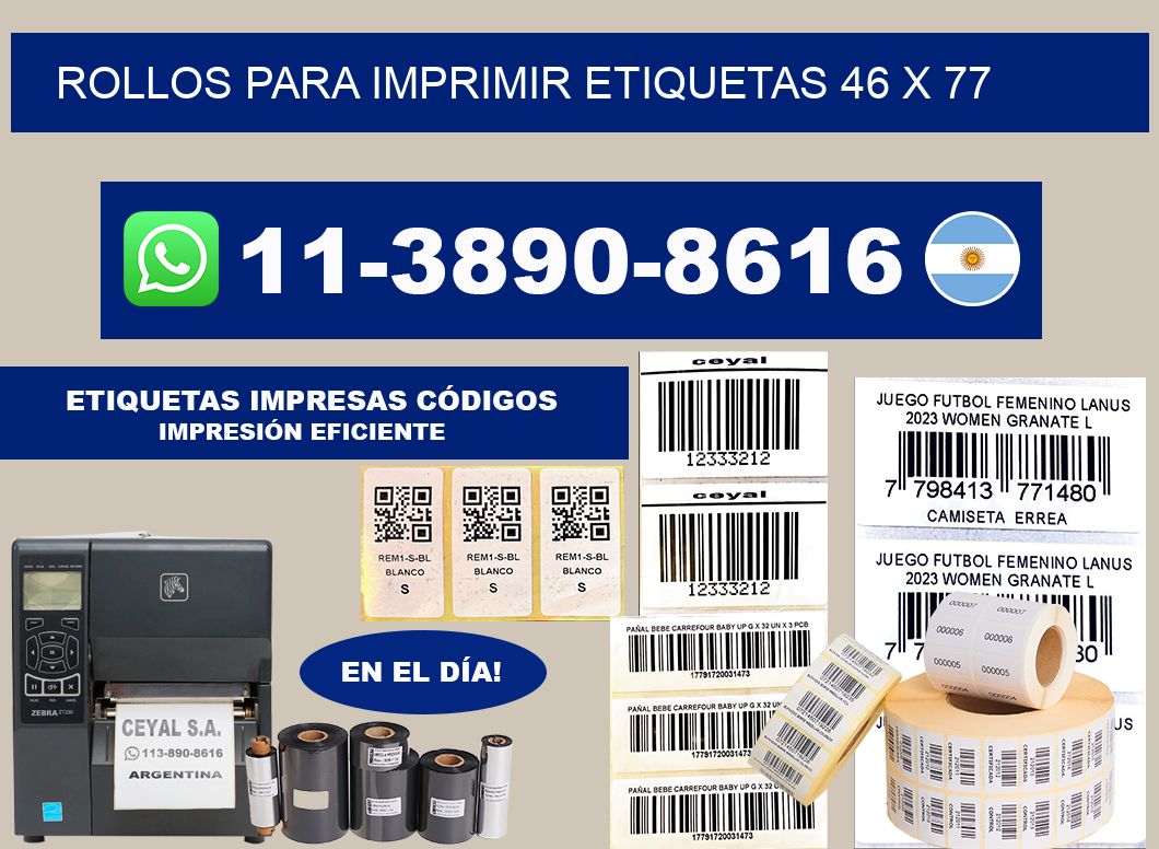 rollos para imprimir etiquetas 46 x 77