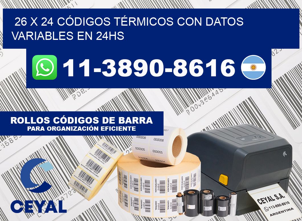 26 x 24 CÓDIGOS TÉRMICOS CON DATOS VARIABLES EN 24HS