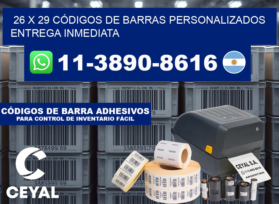 26 x 29 CÓDIGOS DE BARRAS PERSONALIZADOS ENTREGA INMEDIATA