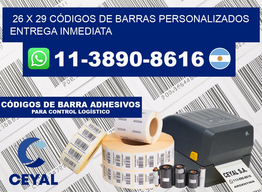 26 x 29 CÓDIGOS DE BARRAS PERSONALIZADOS ENTREGA INMEDIATA