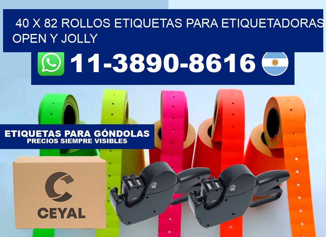40 x 82 Rollos etiquetas para etiquetadoras open y jolly