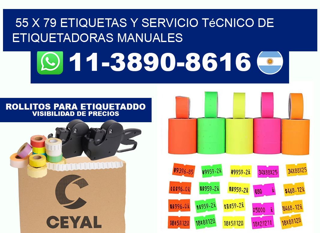 55 x 79 etiquetas y servicio técnico de etiquetadoras manuales
