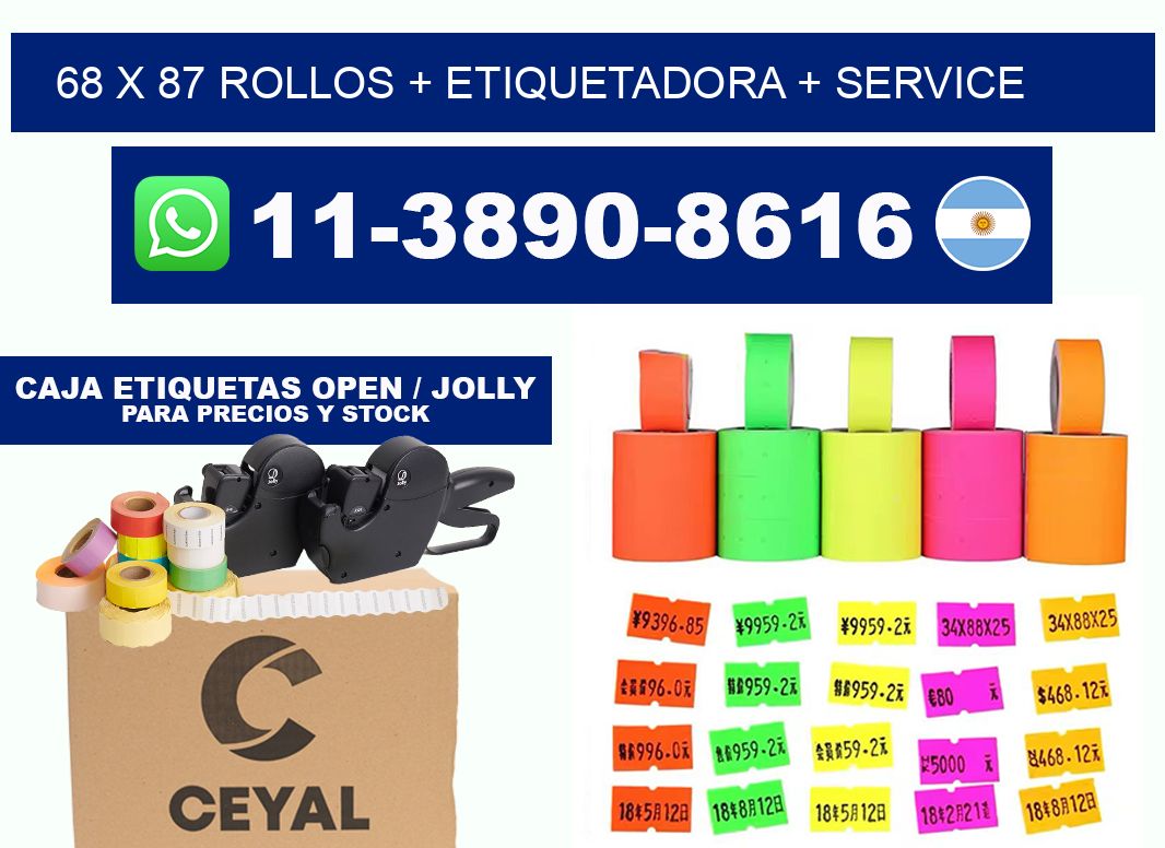68 x 87 rollos + etiquetadora + service