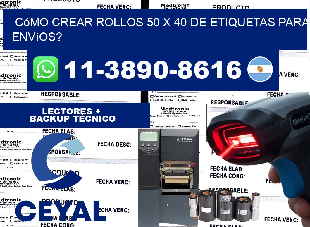 Cómo crear rollos 50 x 40 de etiquetas para envíos?