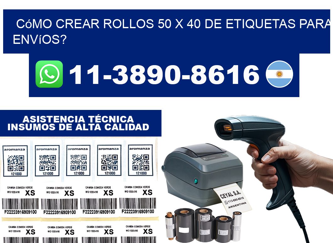 Cómo crear rollos 50 x 40 de etiquetas para envíos?