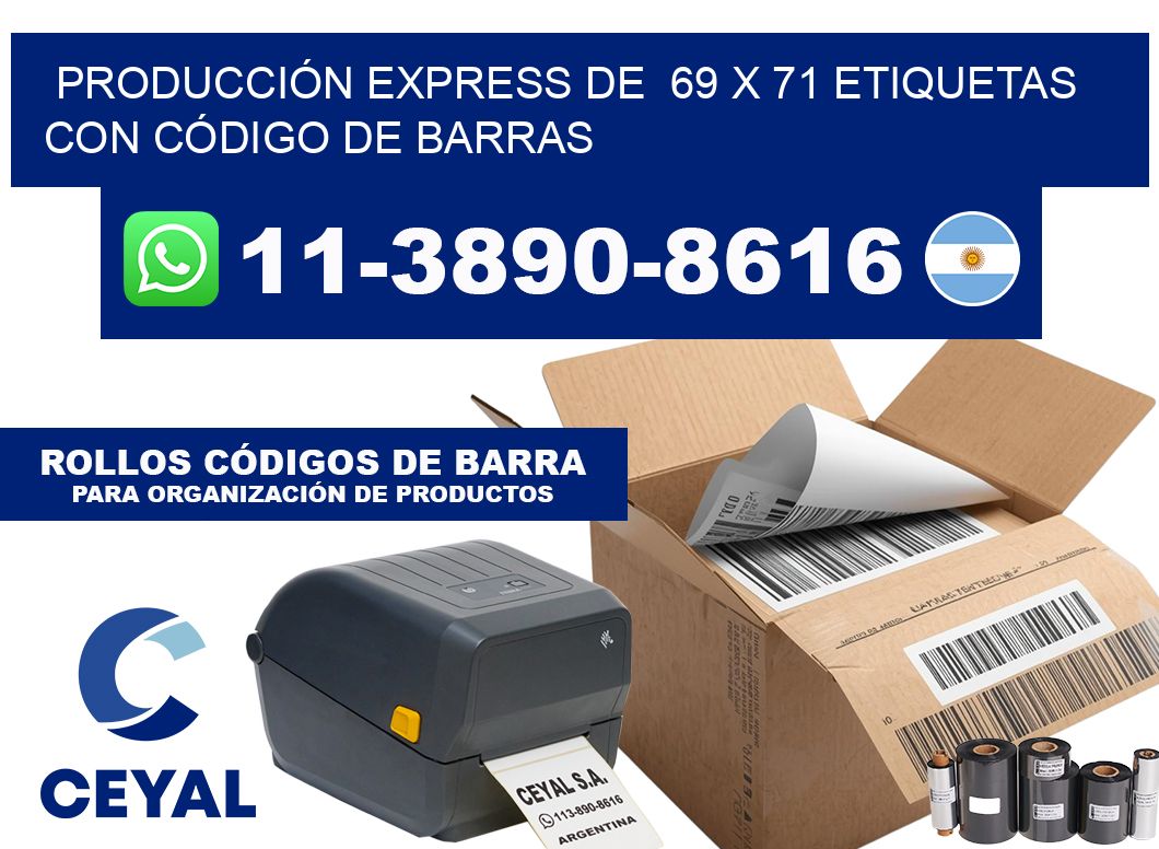 PRODUCCIÓN EXPRESS DE  69 x 71 ETIQUETAS CON CÓDIGO DE BARRAS