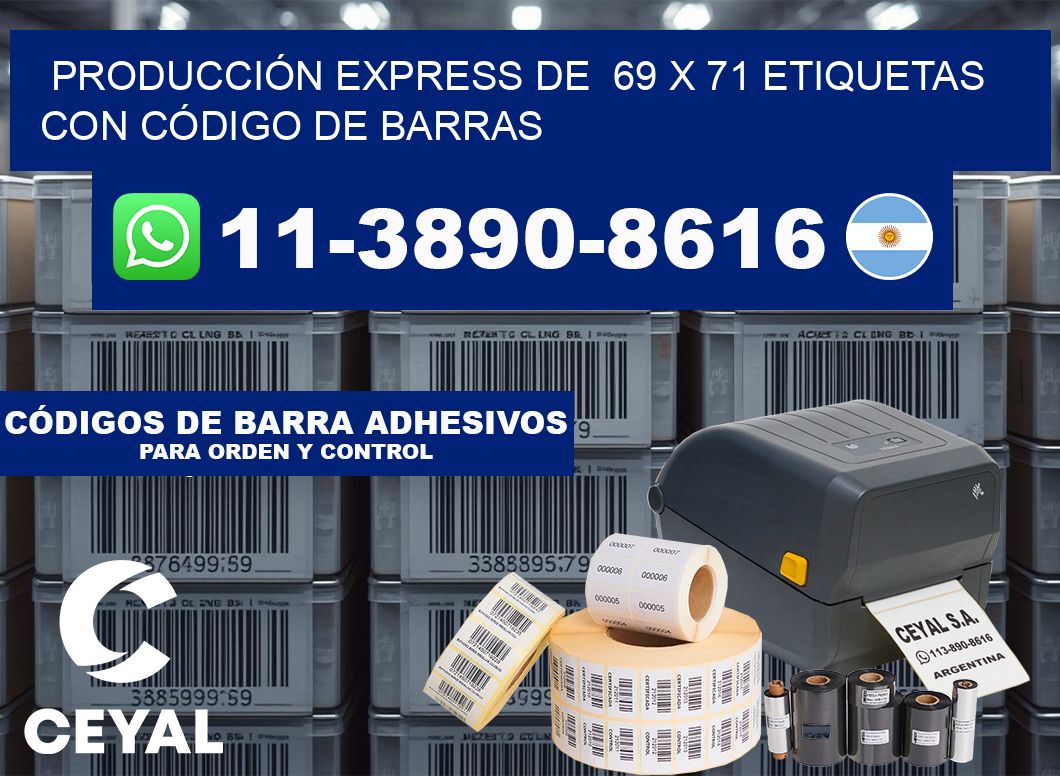 PRODUCCIÓN EXPRESS DE  69 x 71 ETIQUETAS CON CÓDIGO DE BARRAS