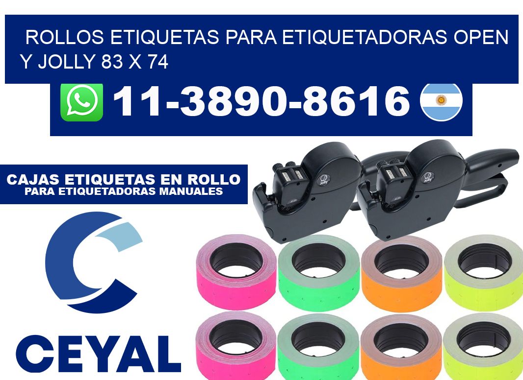 Rollos etiquetas para etiquetadoras open y jolly 83 x 74