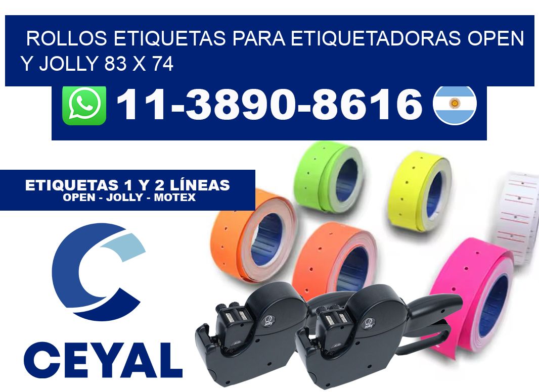 Rollos etiquetas para etiquetadoras open y jolly 83 x 74